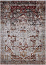 Close-up of the Analisa Area Carpet, showcasing its vintage-inspired design with black, burgundy, gray, ivory, orange, and yellow tones. Design-Rectangle-5373
