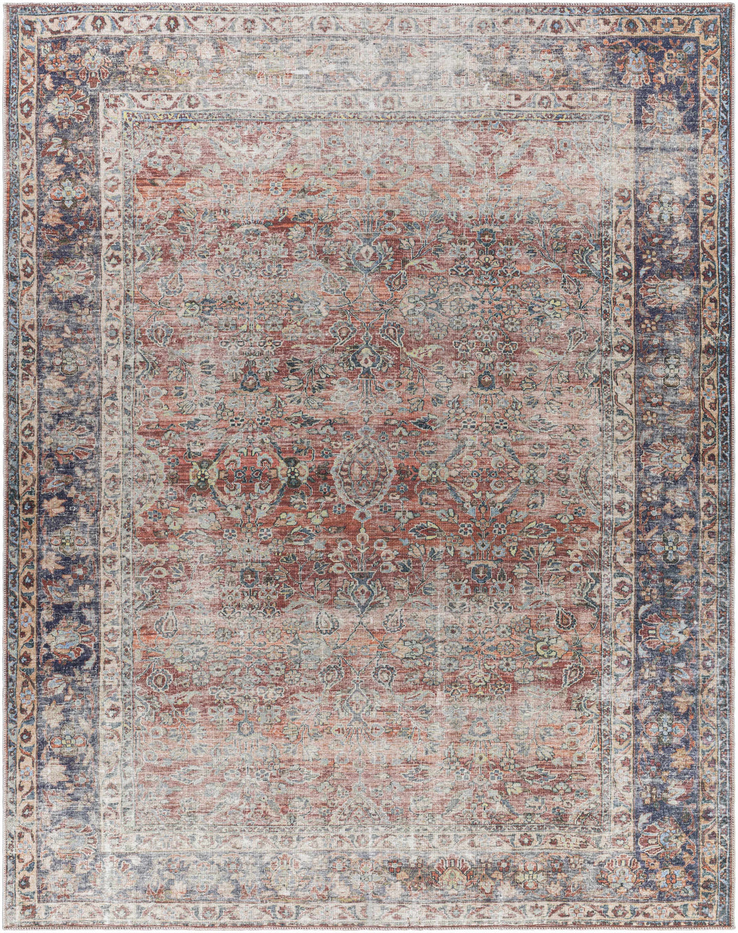 Rust Anahawan Distressed Washable Area Rug - Clearance – Boutique Rugs
