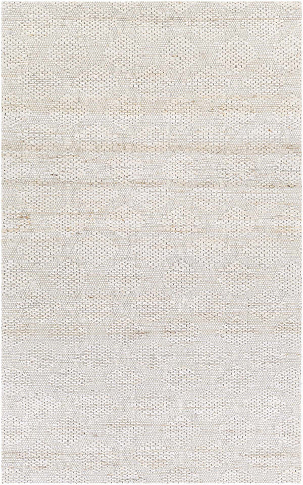 Close-up of the Angaston Beige Hand-Woven Jute Rug, showing its textured weave and subtle geometric pattern. Design-Rectangle-576