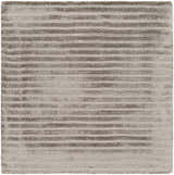 Close-up of the hand-loomed Angie Area Rug in charcoal, featuring a contemporary striped pattern and soft viscose texture. Swatch
