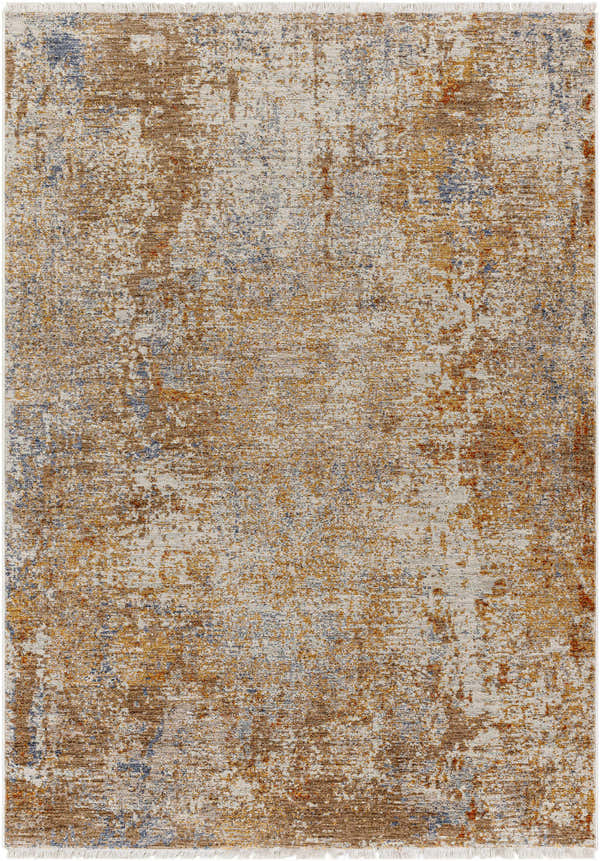 Close-up of the Angono Area Rug, featuring a contemporary abstract design in clay, brown, and driftwood tones. Design-Rectangle-57
