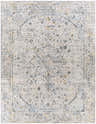 Close-up of the Anmoore Luxe Rug, a traditional Persian style rug in charcoal, cream, and mustard tones. Design-Rectangle-710103