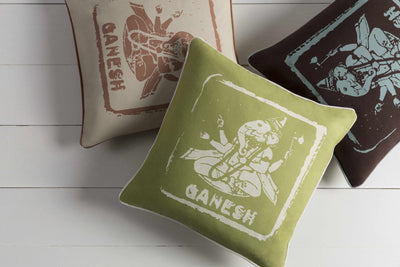 Annahilt Lime Green Ganesh Throw Pillow - Clearance