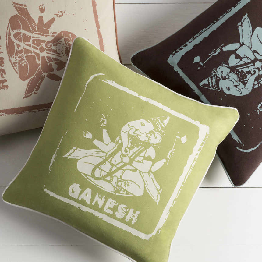Annahilt Lime Green Ganesh Throw Pillow - Clearance