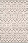 Close-up of the hand woven Whittington Gray&Cream Wool Rug featuring a geometric diamond and zig zag pattern. Design-Rectangle-576