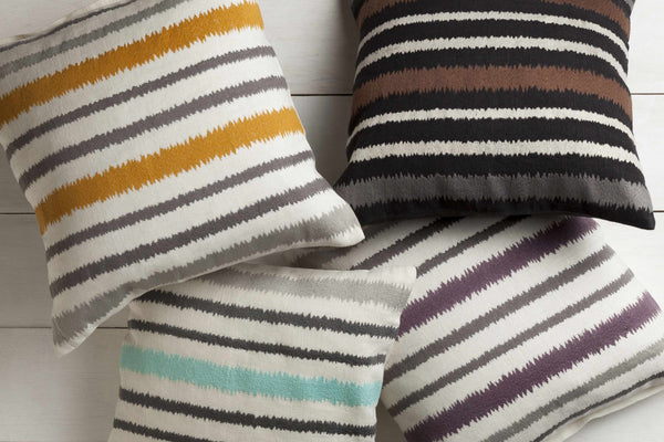 Kelley Plum Grey Striped Lumbar Pillow - Clearance