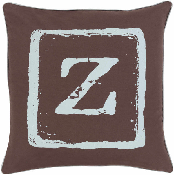 Arabela Brown Letter Z Square Throw Pillow - Clearance