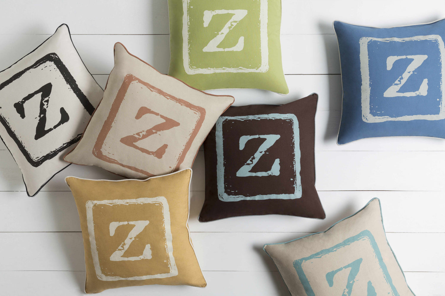 Arabela Brown Letter Z Square Throw Pillow - Clearance