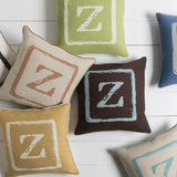 Arabela Brown Letter Z Square Throw Pillow - Clearance
