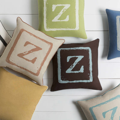 Arabela Brown Letter Z Square Throw Pillow - Clearance