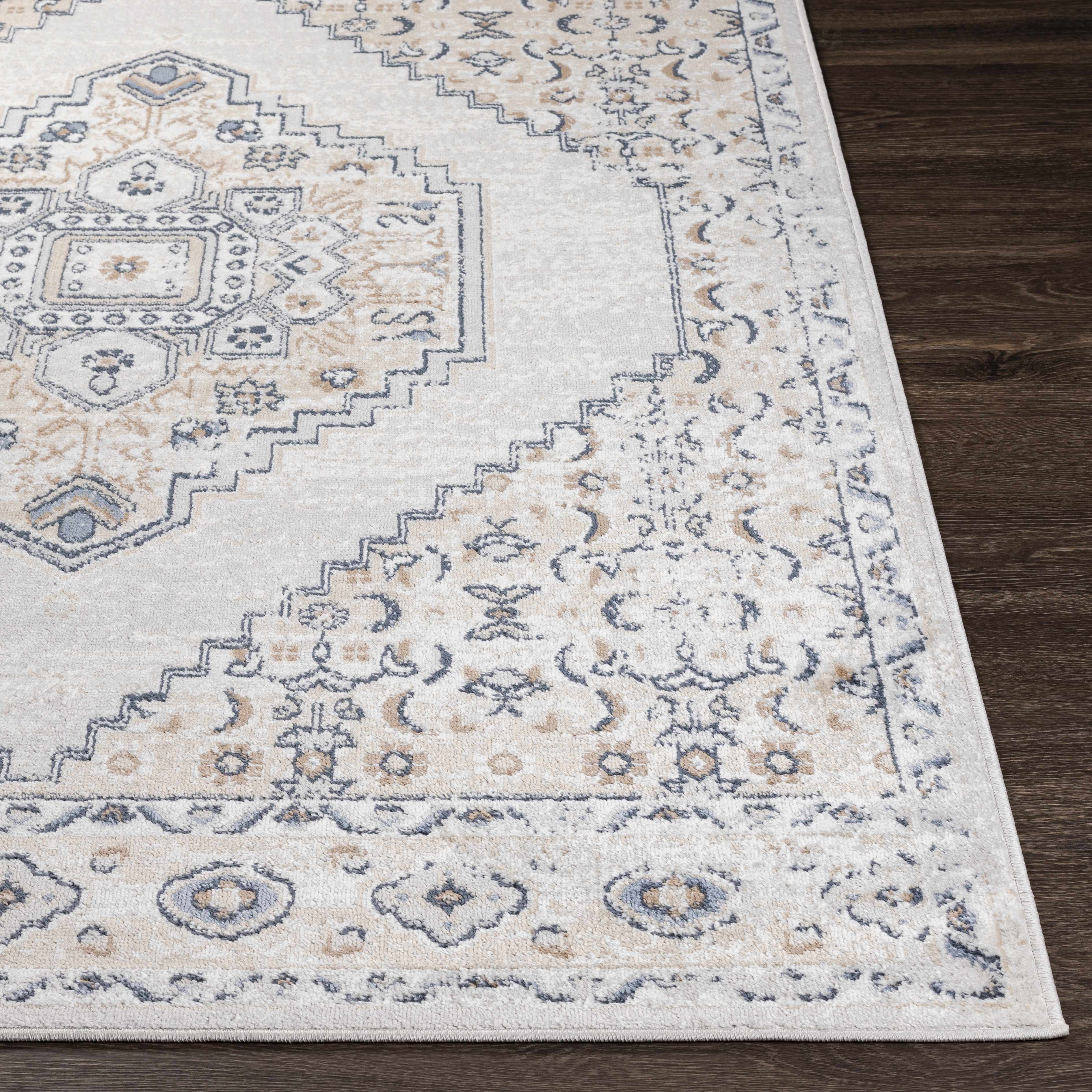 Straight-on shot of Araluen Area Rug - Clearance, providing a full look at the design. Traditional Area Rug Backing  