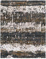 Close-up of the Arboles Abstract Lined Plush Area Rug. Cream, blue, brown, and gray abstract lines create a soft, shag texture. Design-Rectangle-71010