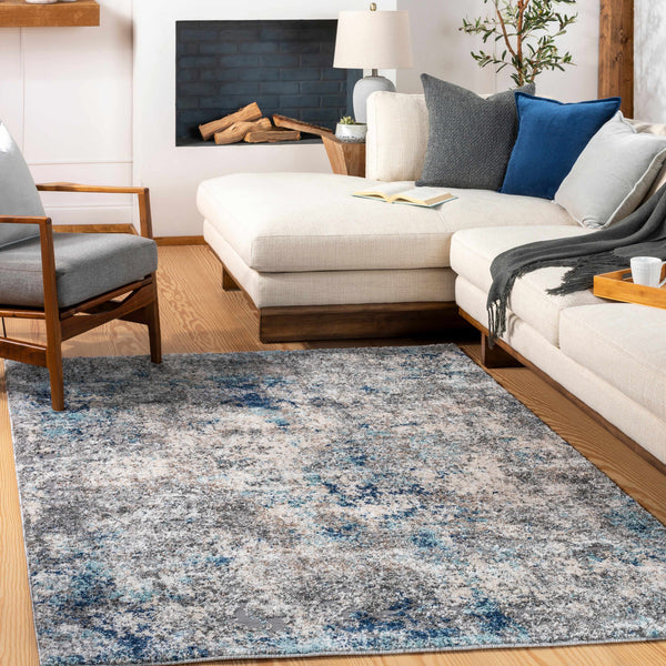 Findochty Blue&Gray Abstract Area Rug