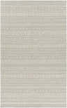 Close-up of Argenton Area Rug. Hand-hooked rug with cream and light gray geometric pattern. Contemporary style. Design-Rectangle-58