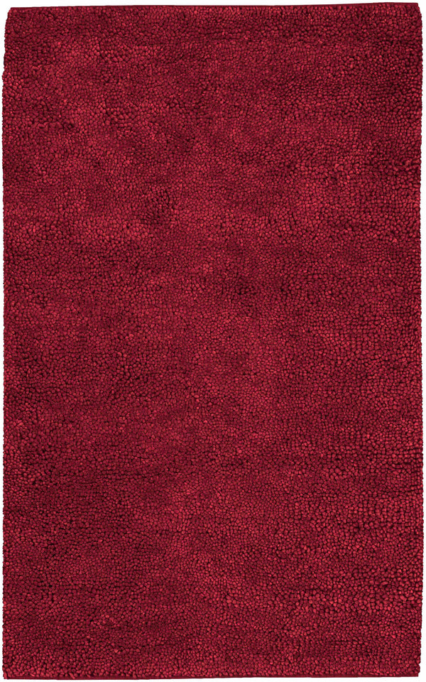 Frederika Solid Dark Red Wool Shag Rug - Clearance