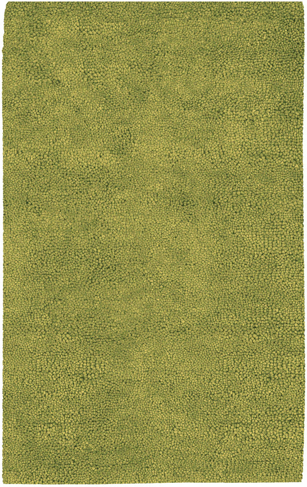 Frederika Solid Olive Green Wool Shag Rug - Clearance