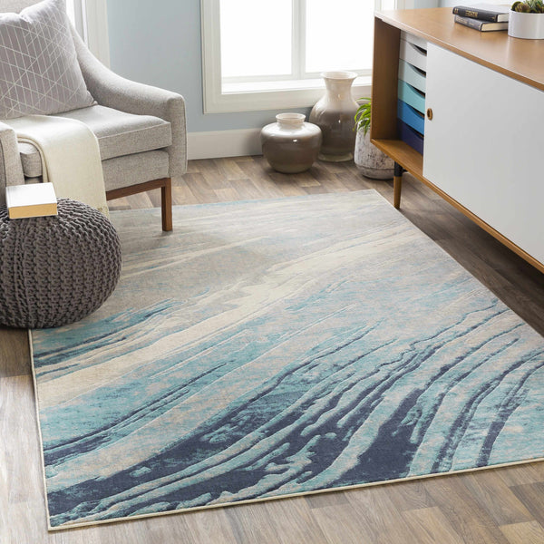 Assawoman Blue Marble Rug - Clearance