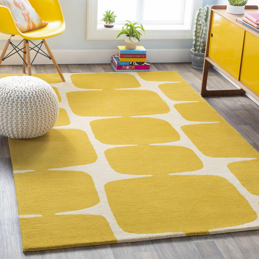 Astor Yellow Modern Wool Rug - Promo