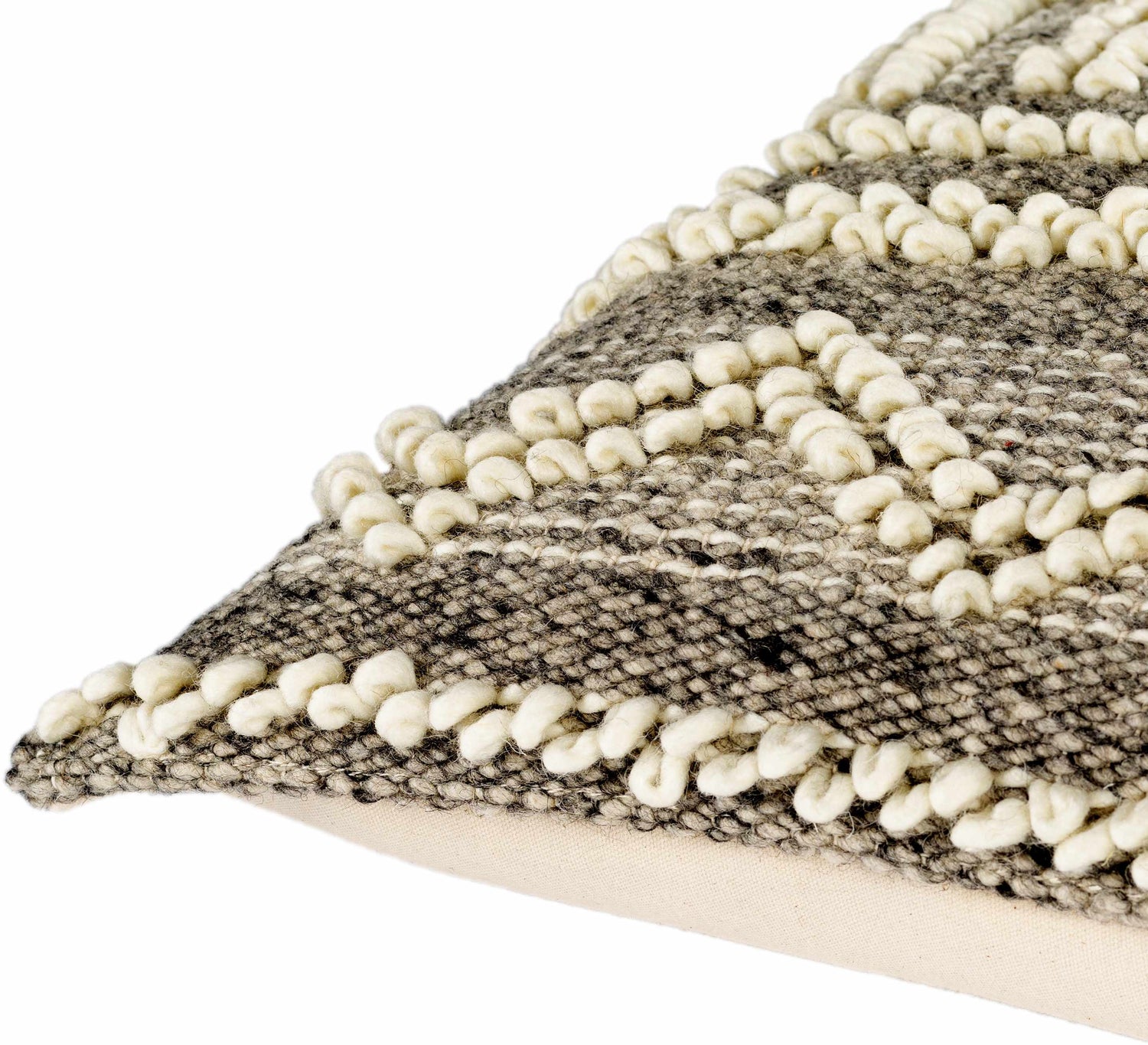 Atascocita Cream Wool&Cotton Throw Pillow