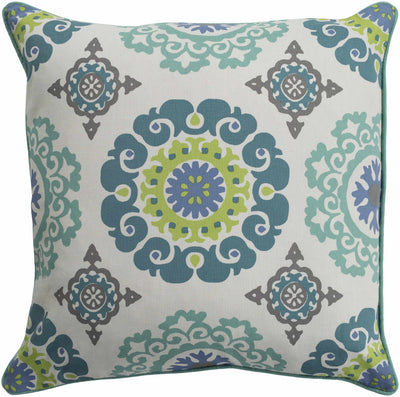 Atchison Teal and Green Medallion Throw Pillow - Clearance