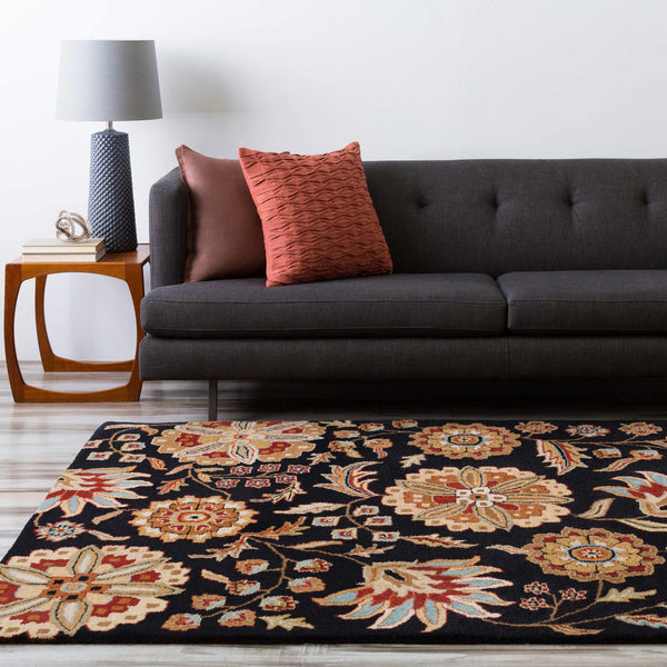 Heaters Black Floral Wool Carpet