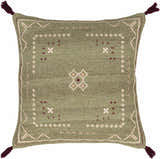 Savera Dusty Sage Organic Woven Textured Global Bohemian Wool Accent Pillow with Knotted Tassels