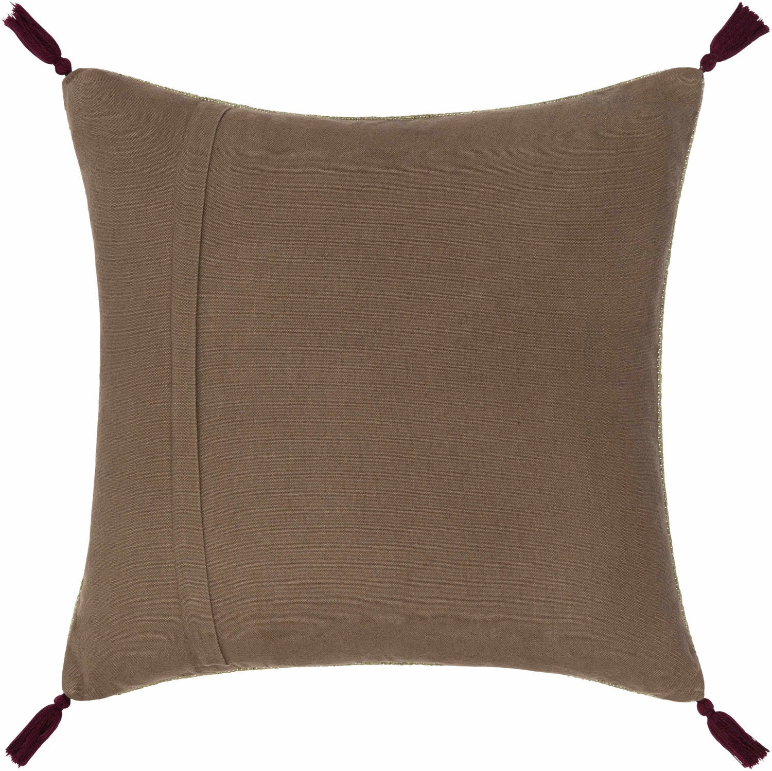 Savera Dusty Sage Organic Woven Textured Global Bohemian Wool Accent Pillow with Knotted Tassels