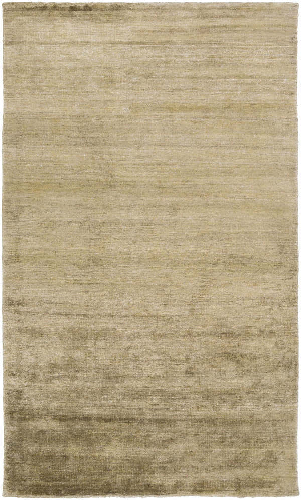 Close-up of the hand woven Aumsville Area Rug in olive. Viscose rug with subtle texture. Design-Rectangle-58
