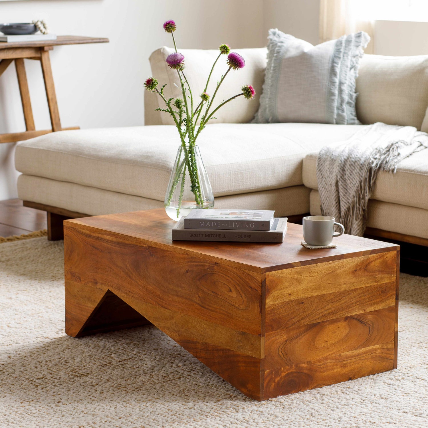 Aumbay Walnut Wooden  Coffee Table