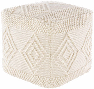 Aveley Beige Cotton Knitted Pouf