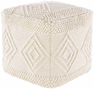 Aveley Beige Cotton Knitted Pouf