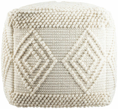 Aveley Beige Cotton Knitted Pouf