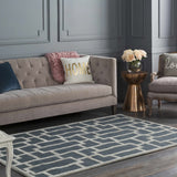 Victor Dark Blue Square Throw Pillow