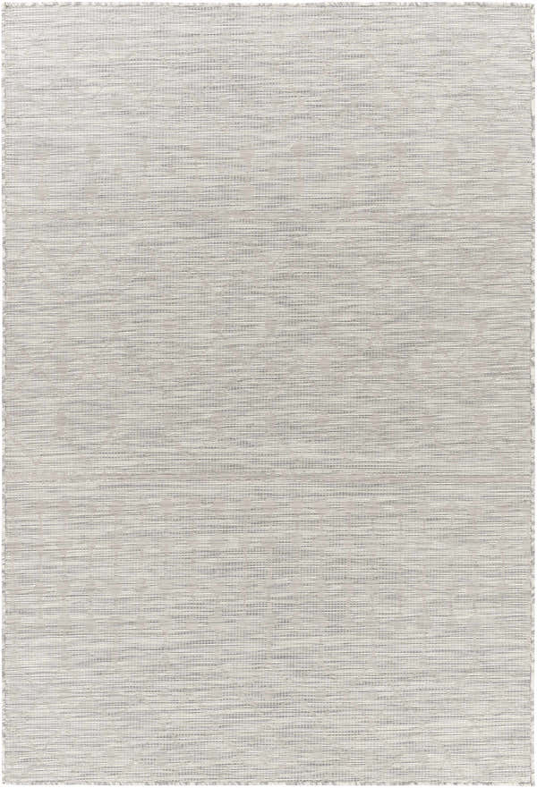 Close-up of the Ayr Area Rug. Cream and light beige rug with a subtle geometric pattern and woven texture. Design-Rectangle-537