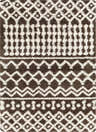 Close-up of the Aysel Shag Area Rug; a geometric shag rug in bone and dark brown. Farmhouse style with a soft, plush texture. Design-Rectangle-5373