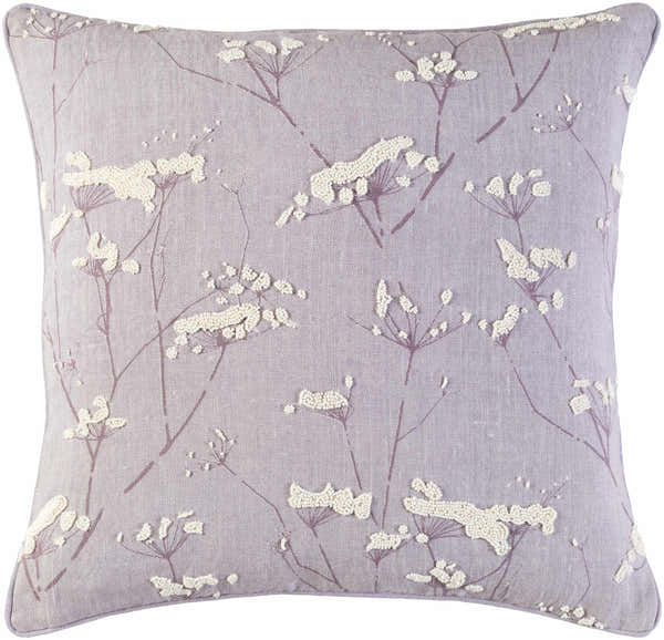 Backworth Mauve Floral Embroidered Throw Pillow - Clearance