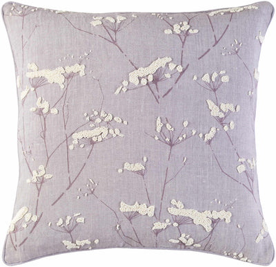 Backworth Mauve Floral Embroidered Throw Pillow