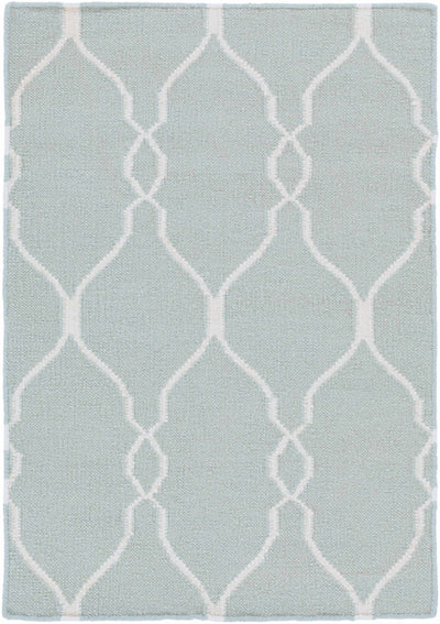 Baconton Blue/Beige Trellis Wool Rug - Clearance