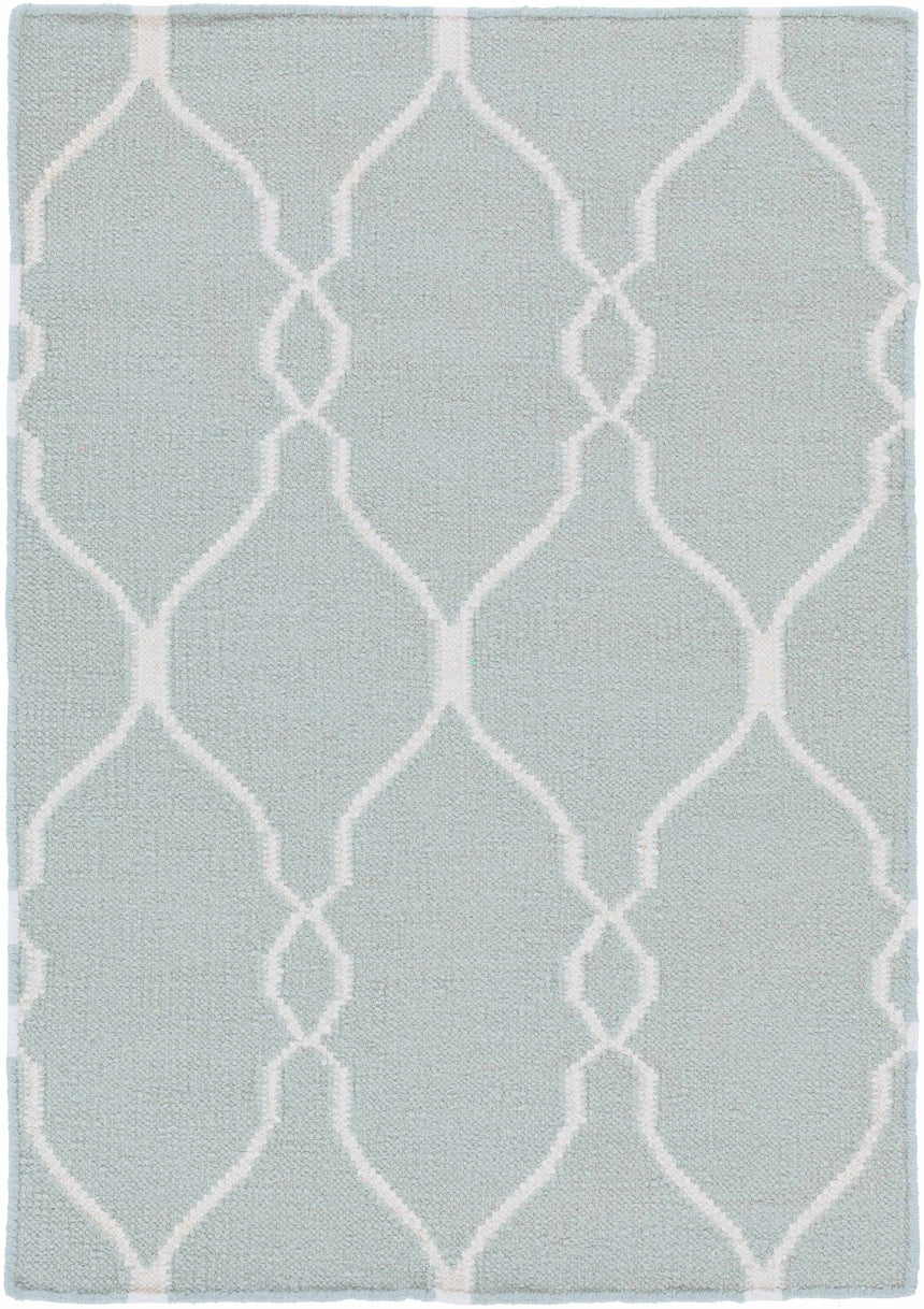 Baconton Blue/Beige Trellis Wool Rug - Clearance