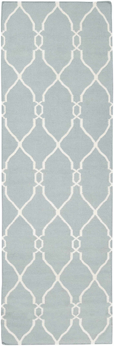 Baconton Blue/Beige Trellis Wool Rug - Clearance