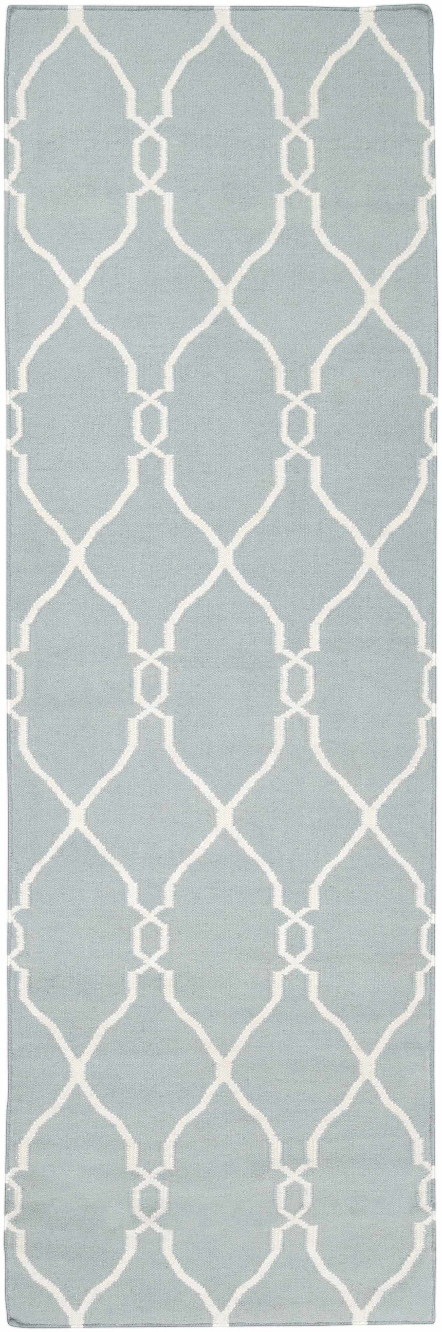 Baconton Blue/Beige Trellis Wool Rug - Clearance