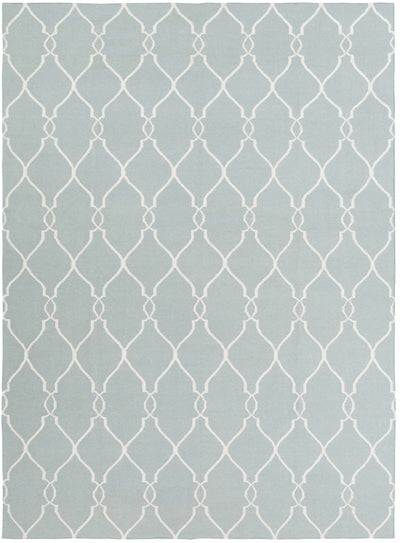 Baconton Blue/Beige Trellis Wool Rug - Clearance