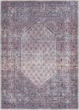 Close-up of the Dusty Pink Bagacay Distressed Washable Area Rug, showcasing its oriental design and soft, muted colors. Design-Rectangle-5373
