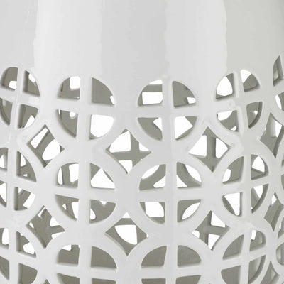 White White Geometric Ceramic Stool