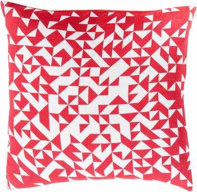 Balintore Red&White Geometric Square Accent Pillow - Clearance