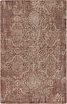 Close-up of a hand-knotted Bamberg Clearance Rug. Burgundy wool rug with a traditional ivory floral pattern. Design-Rectangle