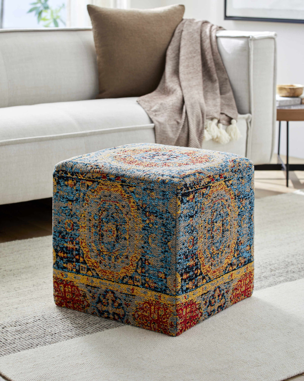 Gretna Mustard Ottoman Pouf