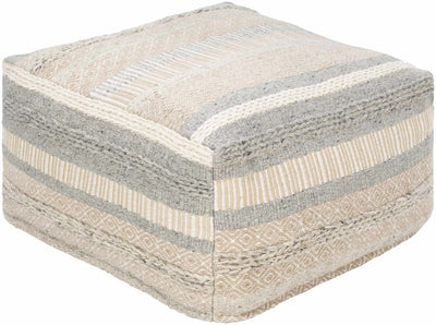 Bancroft Ivory Handwoven Textured Pouf