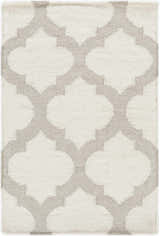 Close-up of Banks Ivory/Gray Trellis Wool Rug showing its hand-woven texture and contemporary trellis pattern. Design-Rectangle-23
