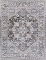 Close-up of the Banstead Area Rug, a machine-woven traditional rug with beige, black, and blue Oriental-inspired patterns. Design-Rectangle-71010